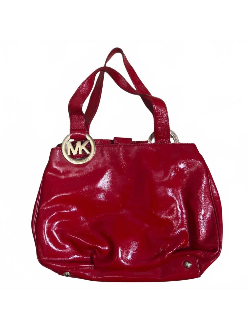 Michael Kors Logo Bright Red Fulton East West Shoulder Tote Bag Satchel